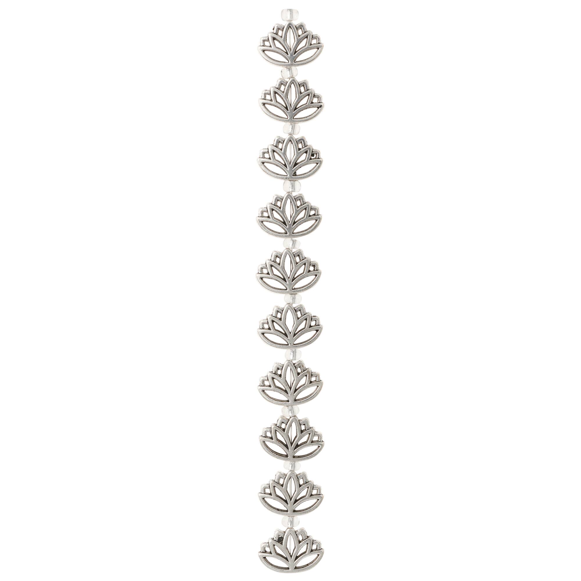 Silver Metal Lotus Beads, 16mm by Bead Landing™